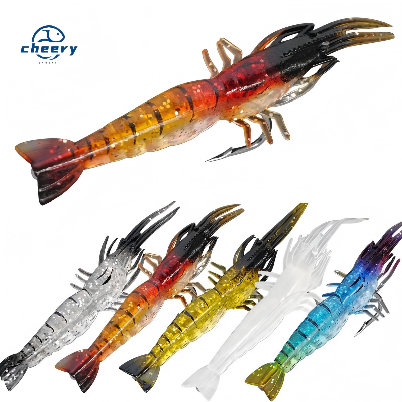 CHEERY Highly Simulated 9cm 3.8 Grams Soft Bait Shrimp/Luya Carp Target Species Bottom Shrimp Hook Slot Plastic for Cross-Border – Worms & Grubs – view 1