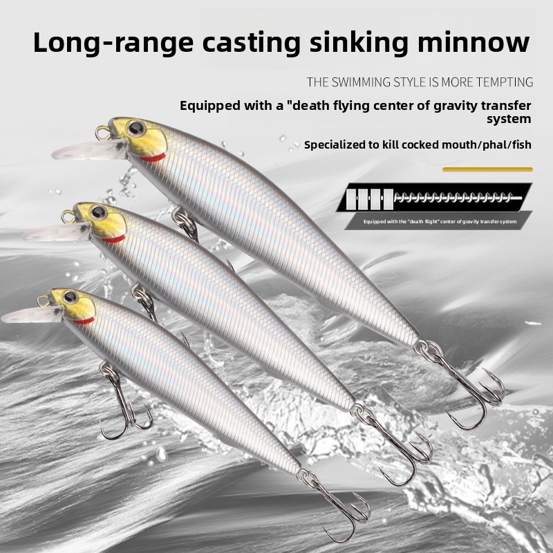 Silver 50mm Plastic Micro Lure Minnow Long Casting Slow Sinking Bait Topmouth Culter Pencil for Freshwater Carp Target – Minnow – view 5