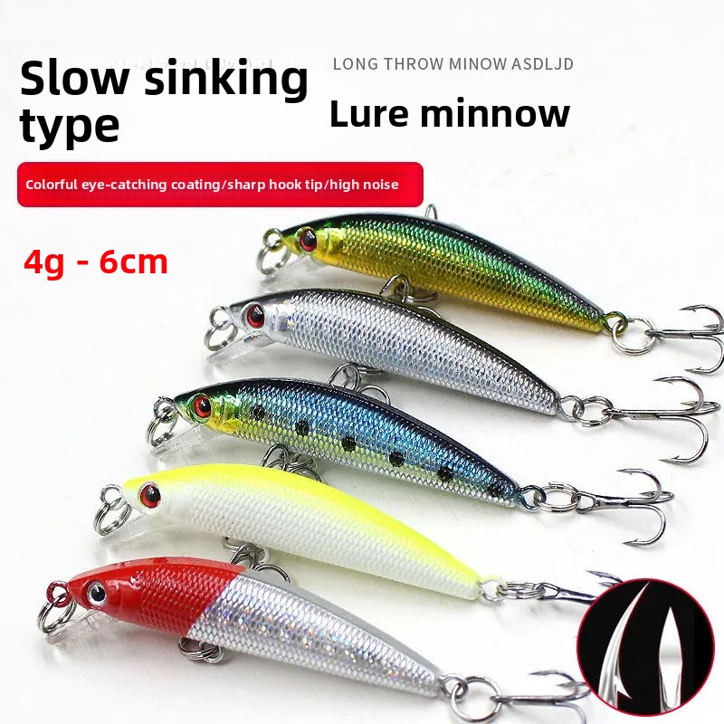 6cm 4g Slow Sinking Micro Plastic Minnow Bait Lure Set for Freshwater Stream for Carp Bottom Fishing Artificial Hard Bait Cod – Minnow – view 5