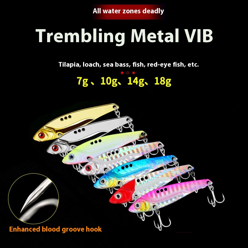 Longya VIB Lure Bait Shiny Metal VIB Blood Groove Hook for Saltwater Fish Pike 15g for Long-Cast Sea Freshwater Bass Fishing – Metal Lure – view 5