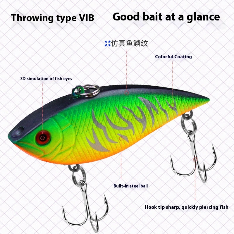 Effective 7cm 12g Long-Cast Vibration Tremor Swim Bait ABS for Sea Bass Catfish Carp Fishing Cross-Border E-commerce Bass Salmon – VIB – view 3