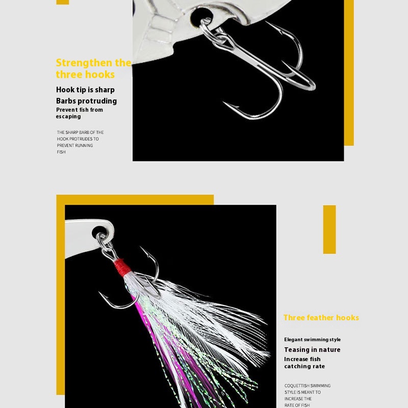 Long-Range 7G/12G Treble Hook Bass Fish Bait Full Swim Layer Vib Hair Bionic Sequin Bait Freshwater Seawater Bionic Bait Metal – Metal Jig – view 3