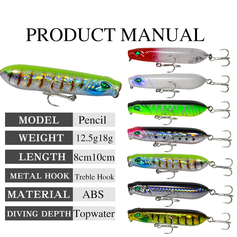 Premium Topwater Popper Bass Fishing Lure 80mm 12.5g & 100mm 18g Crank Bait Realistic Fish Attracting Carp – Popper – view 5