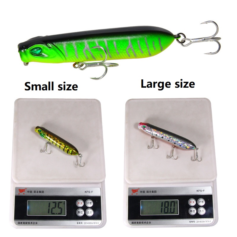 Premium Topwater Popper Bass Fishing Lure 80mm 12.5g & 100mm 18g Crank Bait Realistic Fish Attracting Carp – Popper – view 4