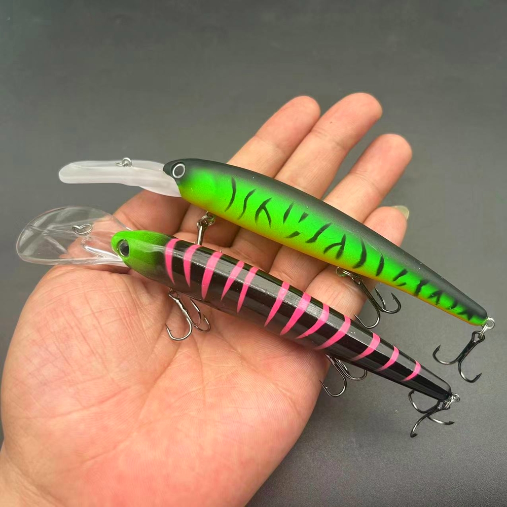 SET of 6 9 Inch Big Game Trolling Skirt Lures Cheery ABS Pusher Style Fishing Lures for River & Stream Printed Condition – Minnow – view 2