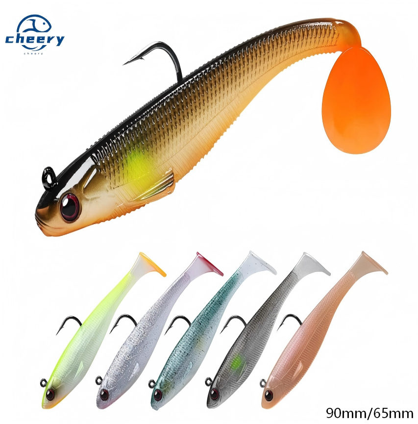 Cheery New Arrival Cheery 9cm 12g T-Tail Soft PVC Swimming Bait with Hook for Marlin Fishing – Worms & Grubs – view 1