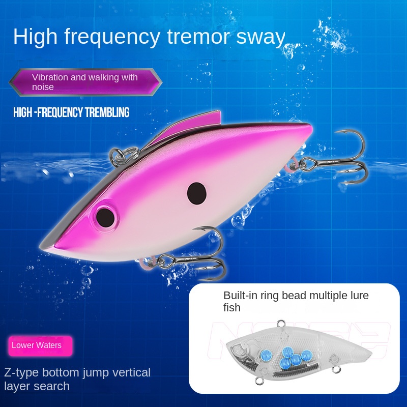 Cheery 65mm 75mm Bionic Vibs Double Hook Crankbait Reflective ABS Hard Lure Fishing for Perch Snapper Tilapia Bream River Stream – VIB – view 3