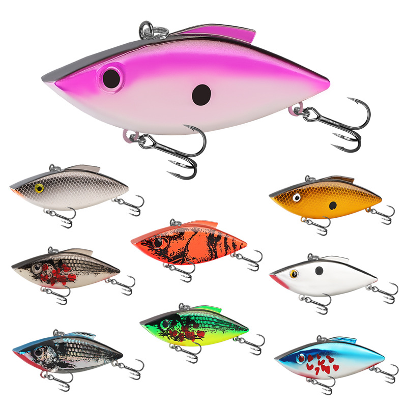 Cheery 65mm 75mm Bionic Vibs Double Hook Crankbait Reflective ABS Hard Lure Fishing for Perch Snapper Tilapia Bream River Stream – VIB – view 1