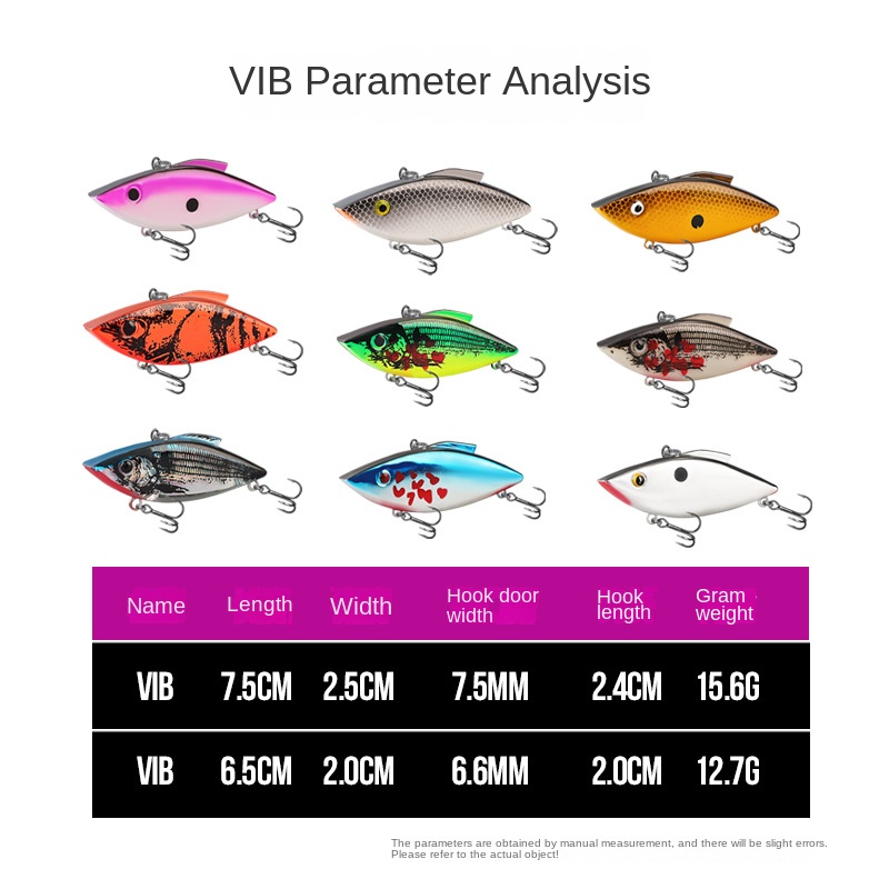 Cheery 65mm 75mm Bionic Vibs Double Hook Crankbait Reflective ABS Hard Lure Fishing for Perch Snapper Tilapia Bream River Stream – VIB – view 2