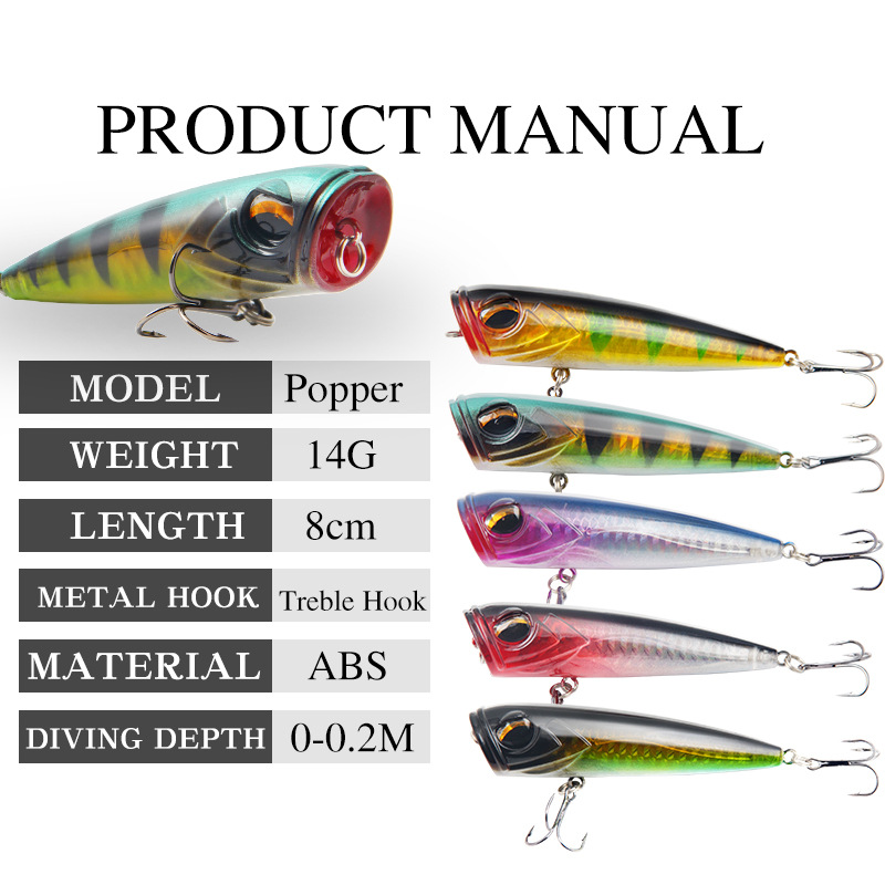 Cherry Luya 14g/8cm Long Cast Bass Silicone Fishing Bait for Freshwater Sea Fishing in River Stream Popper Fishing Gear Product – Popper – view 3