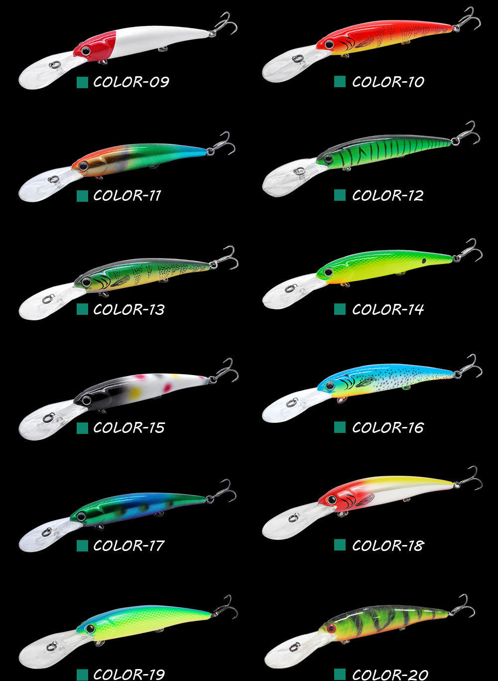 Cheery 20-Color Deep Cornea Trolling Lure 125mm 19g Floating Crankbait for Small Fish Pike Fishing Excellent Visibility – Minnow – view 5