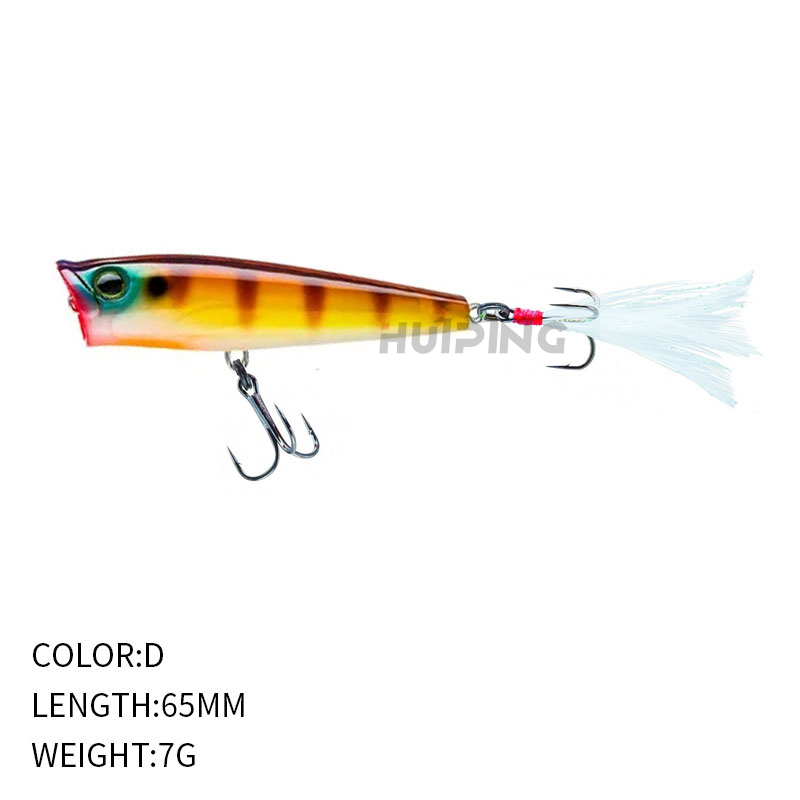 Cheery Topwater Ushpopper 3D Eyes Lure with Feather Hook Shaker Silicone Sea Fishing Lure for Bass Tuna for River Stream Fishing – Popper – view 2
