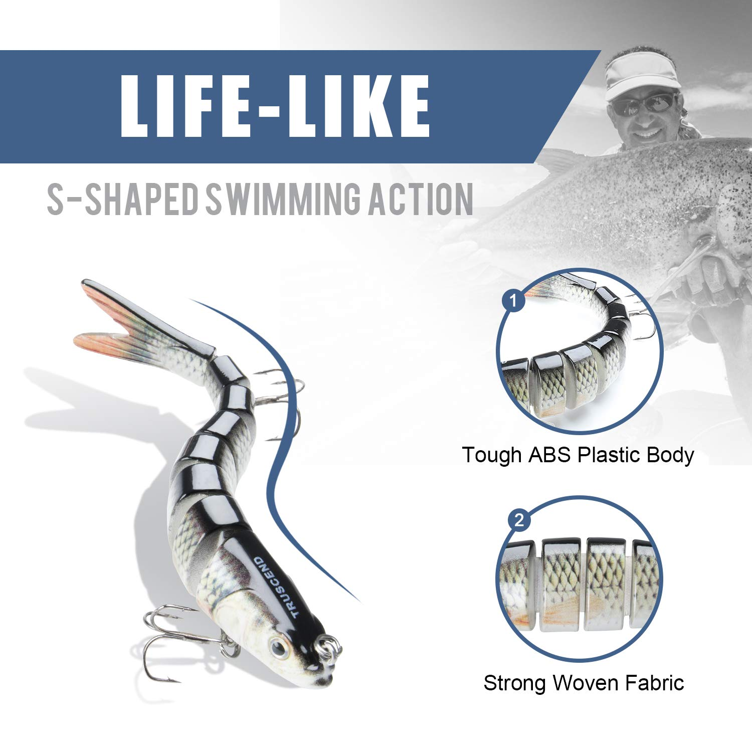 Cherry Bass Trout Multi Jointed Swimbait Slow Sinking Bionic Freshwater Lures Silicone Lifelike Fishing Lure Suit for River – Swimbait – view 3