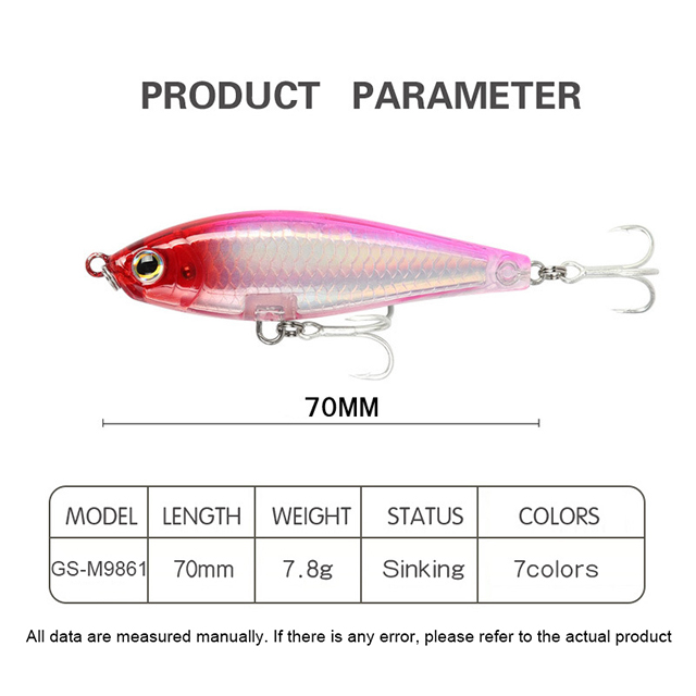 Cheery 70mm 7.8g Slow Sinking ABS Pencil Lure Long Casting Freshwater Artificial Hard Lure Kit for Bream for River – Pencil – view 2