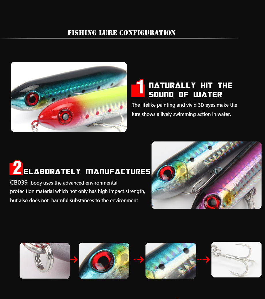 Cheery Cheery 100mm 14g Hard Plastic Swimbait Pike Bass Trout Lures Floating Artificial Bait Fishing Spook Silicone for River – Pencil – view 3