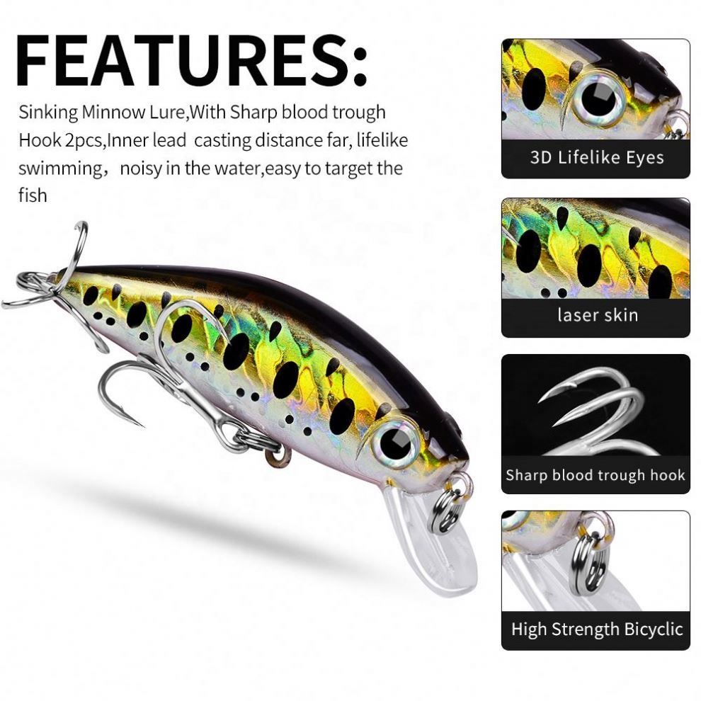 Cherry Topwater MinNOW Bait 11G/3G Small Fat Plastic Crank Fishing Lure for Blackfish Fishing Tackle Supplies – Minnow – view 4
