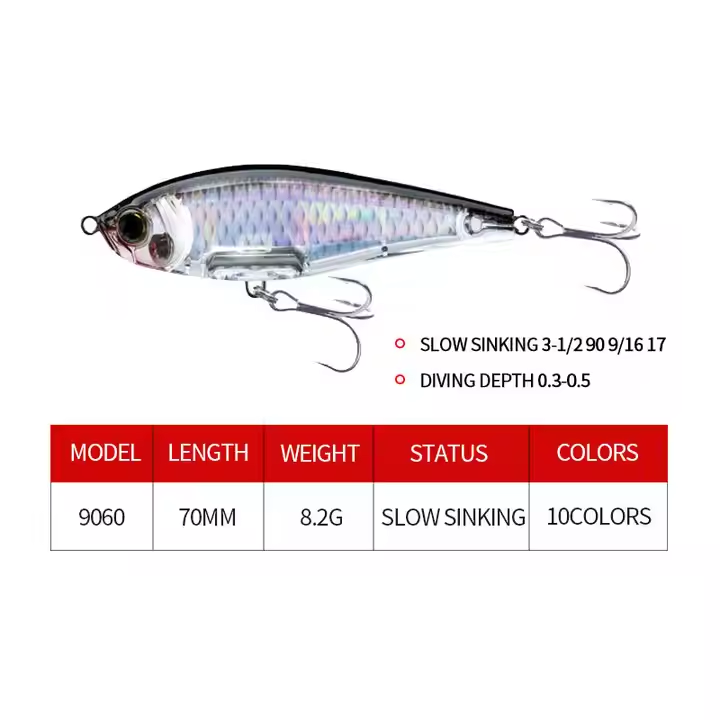 Cheery New 70mm 8.2g Slowly Sinking 3D Fishing Lures Saltwater Pesca Artificial Bait for River Fishing – Pencil – view 4