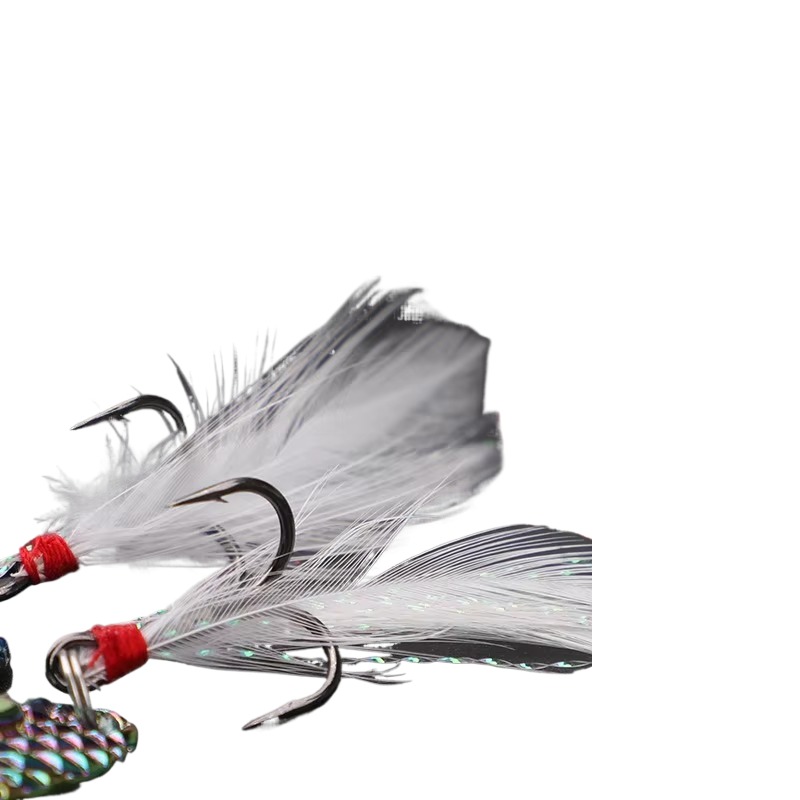 Cheery Stainless Steel 5G/7G/10.5G/14G Leech Metal Spoon Bait Feather Hook for Bass Fishing Ice Fishing Spinner Bait Technique – Metal Lure – view 5