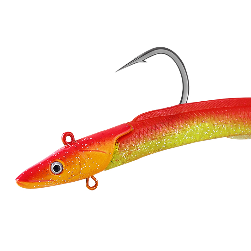 Cheery 12cm 23g Soft Baits T Tail Artificial Lures Set 6 Colors Eel Jig Head with Hand Lead Fishing Lure for Ocean Boat Fishing – Worms & Grubs – view 3