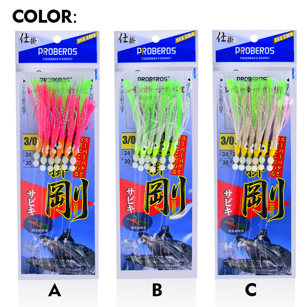 Cheery Luminous 14.5g 180cm Trolling Lure Fishing Hooks 6pcs Octopus Rig Artificial Soft Bait Made of Rubber and PVC – Fishing Lure – view 5