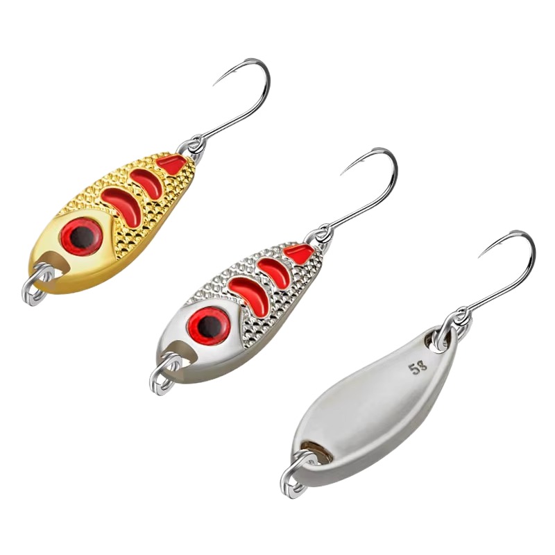 Cheery Small Shape Hard Metal Bait Upper Right Sp314 Sequin Spinner with Strong Hook for River Fishing Made of Durable Silicone – Fishing Lure – view 1