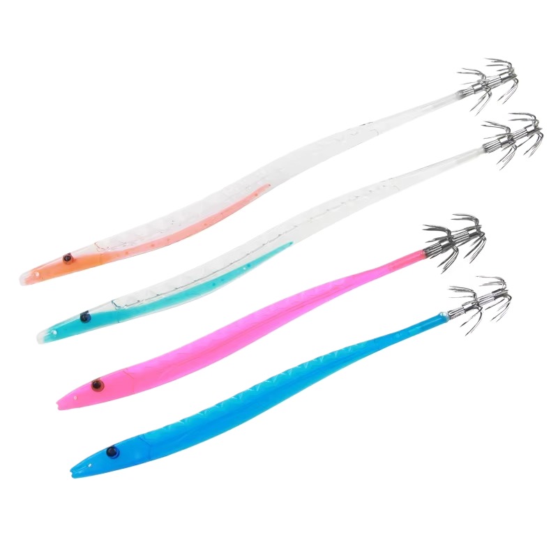 Cheery Shrimp Plastic Shrimp Hairtail Bait Umbrella Hook Squid Hard Baits Printed Condition for Marlin Target – Worms & Grubs – view 1