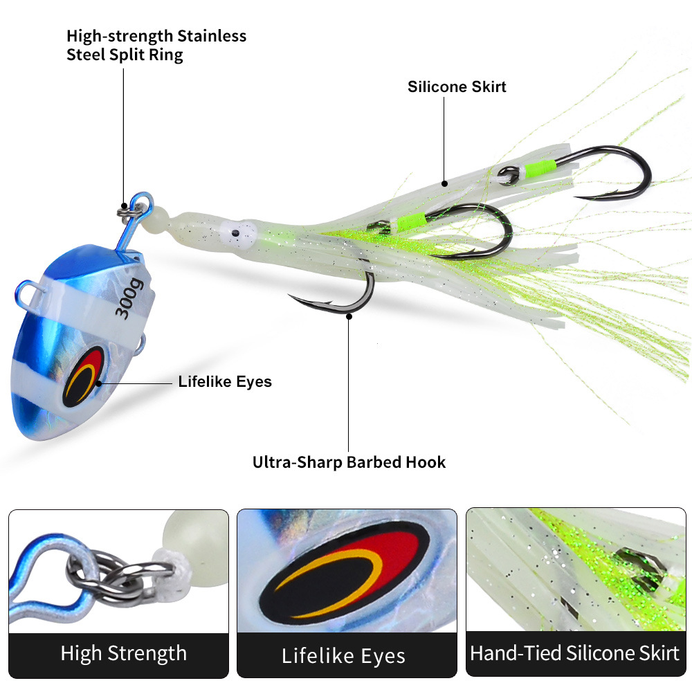Cheery 100g-300g Squid Hook Soft Octopus Lure Boat Fishing Bait Slow Jigging with Lead Head Deep Sea Fish Lure – Metal Lure – view 3