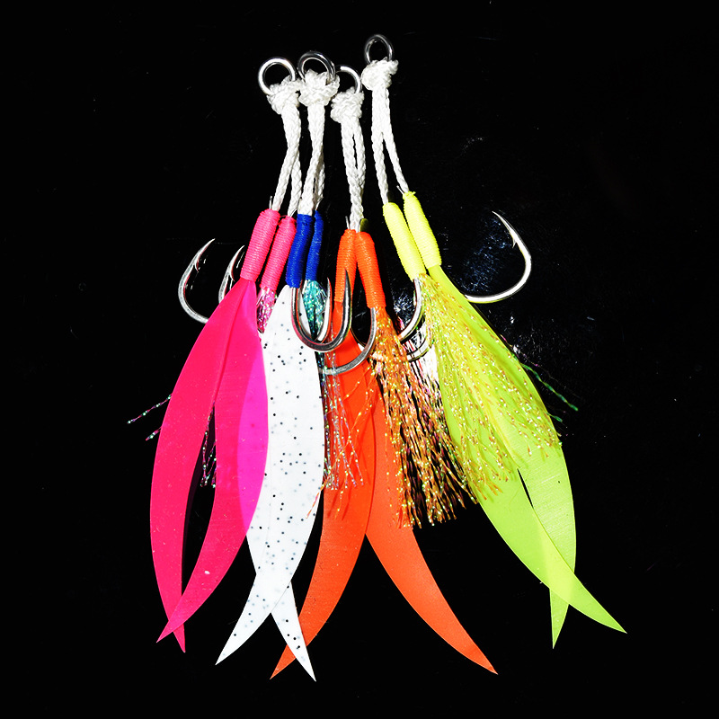 Cheery High Quality Double Hook Metal Jig with High Carbon Steel Hook Ribbon Silicone Skirt Fishing Lure for Marine Fishing – Fishing Lure – view 5