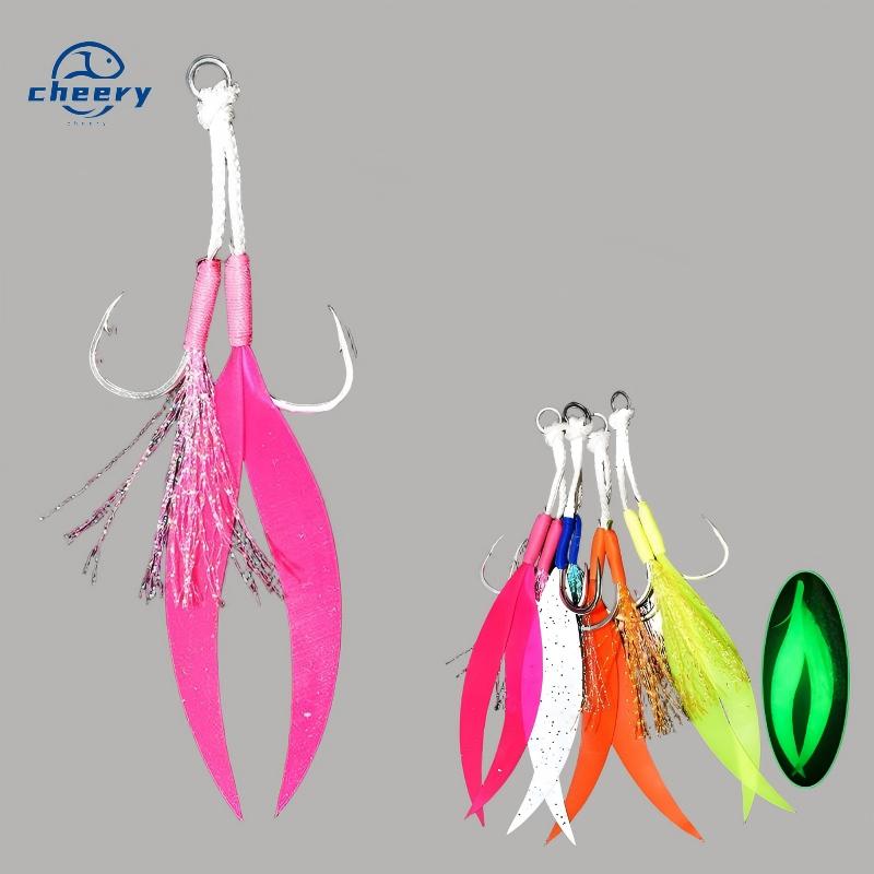 Cheery High Quality Double Hook Metal Jig with High Carbon Steel Hook Ribbon Silicone Skirt Fishing Lure for Marine Fishing – Fishing Lure – view 1