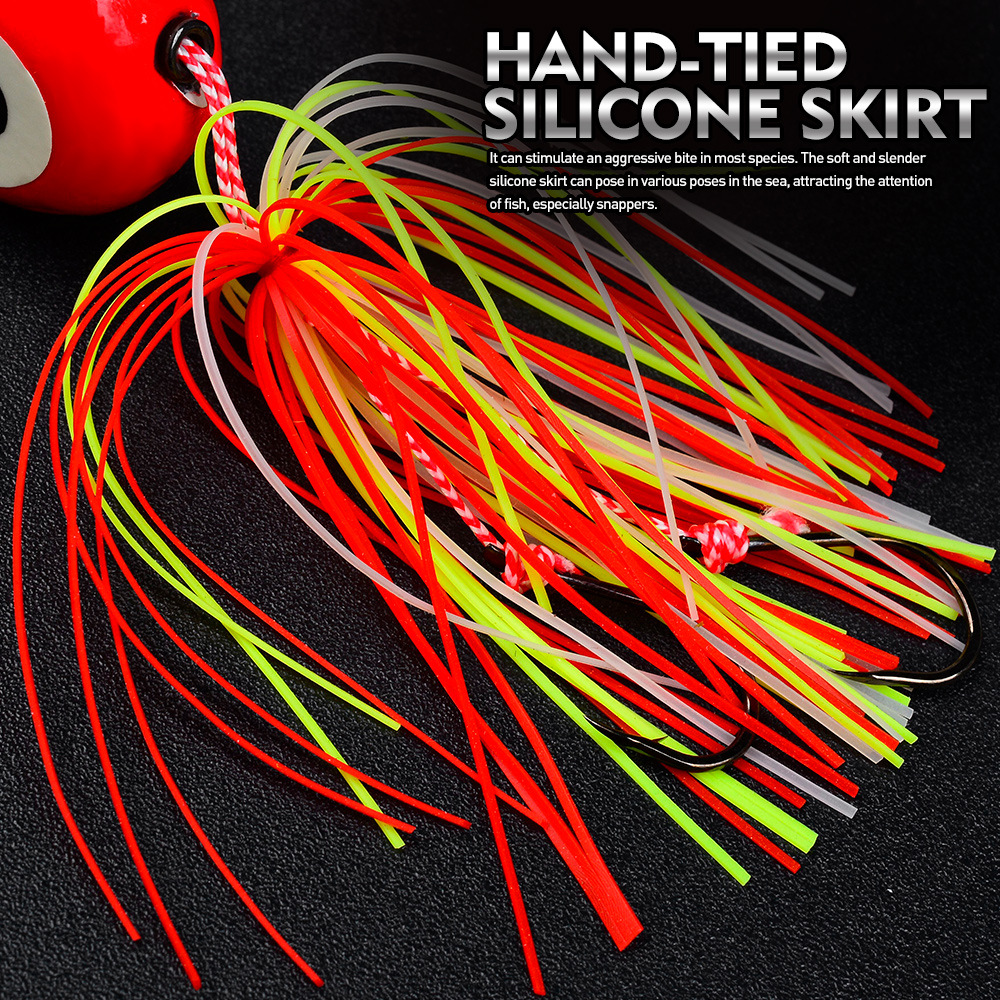Cheery Metal Sea Fishing Set with Fire Flame Moon Lead Head Iron Plate Bait Red Seal Targeted for Freshwater Fish Species – Octopus Skirt – view 5