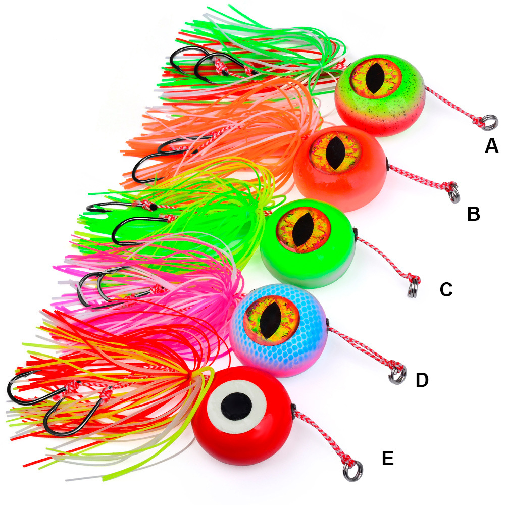 Cheery Metal Sea Fishing Set with Fire Flame Moon Lead Head Iron Plate Bait Red Seal Targeted for Freshwater Fish Species – Octopus Skirt – view 1