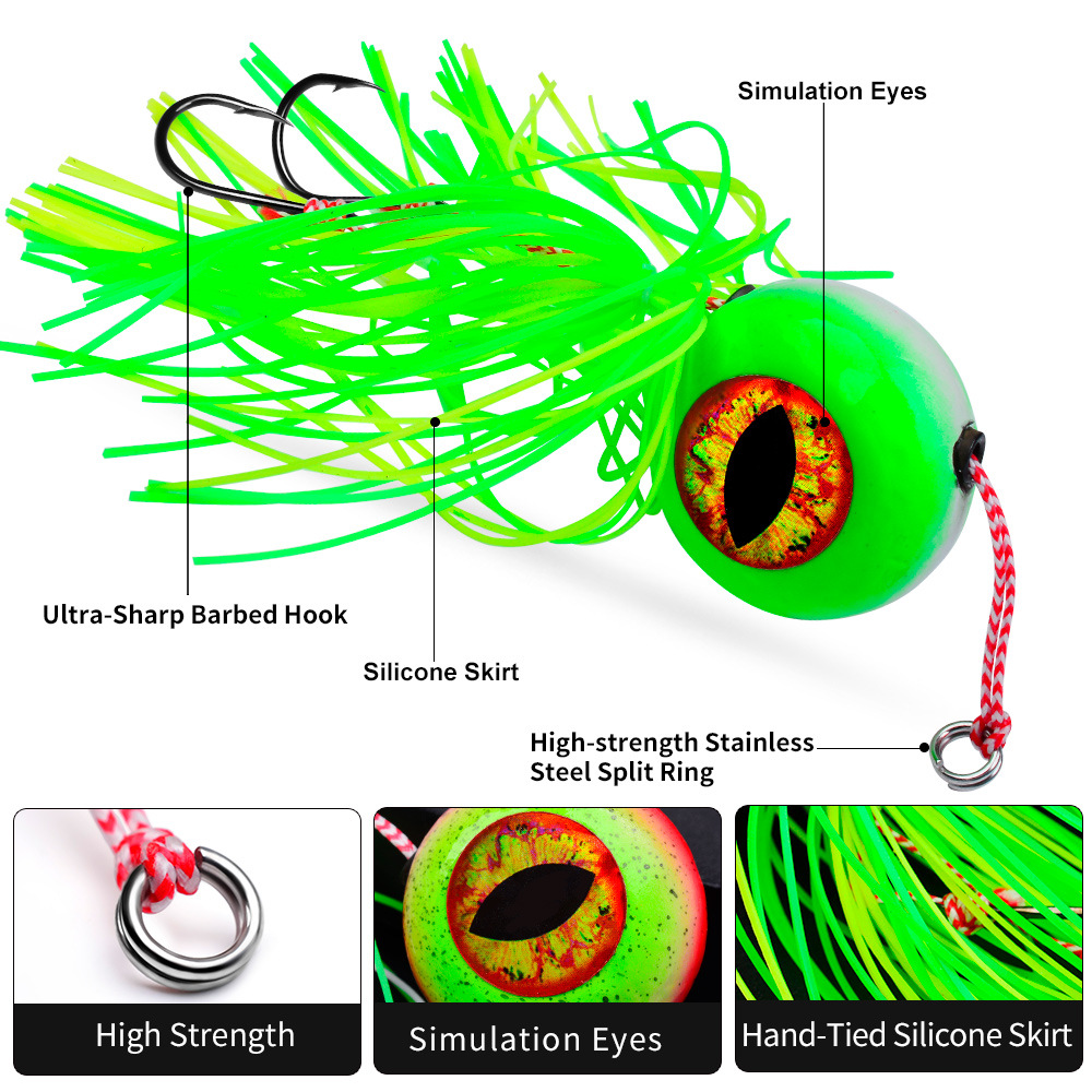 Cheery Metal Sea Fishing Set with Fire Flame Moon Lead Head Iron Plate Bait Red Seal Targeted for Freshwater Fish Species – Octopus Skirt – view 3