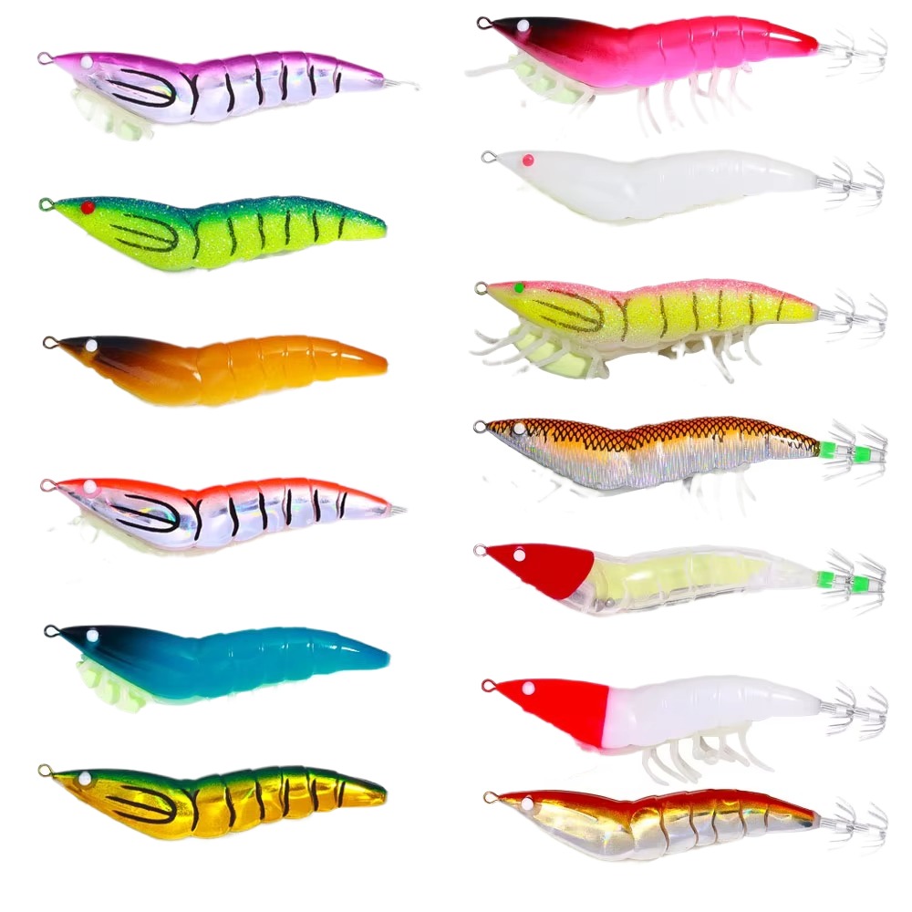 Cheery 12cm 22.4G Luminous Shrimp Squid Lure Bionic Bionic Fishing Bait Printed Artificial Hard Bait for Sea Fishing – Wood Shrimp – view 2