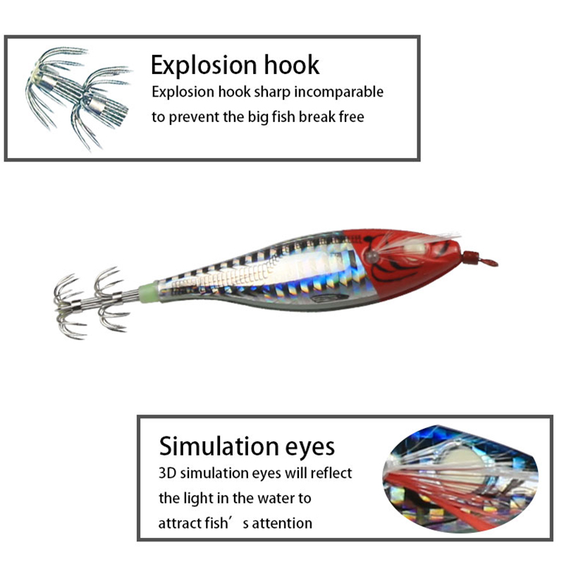 Cheery Luminous ABS Octopus Fishing Wobbler Colorful Artificial Glow Shrimp Squid Jigs for Ocean Boat Fishing – Metal Lure – view 4