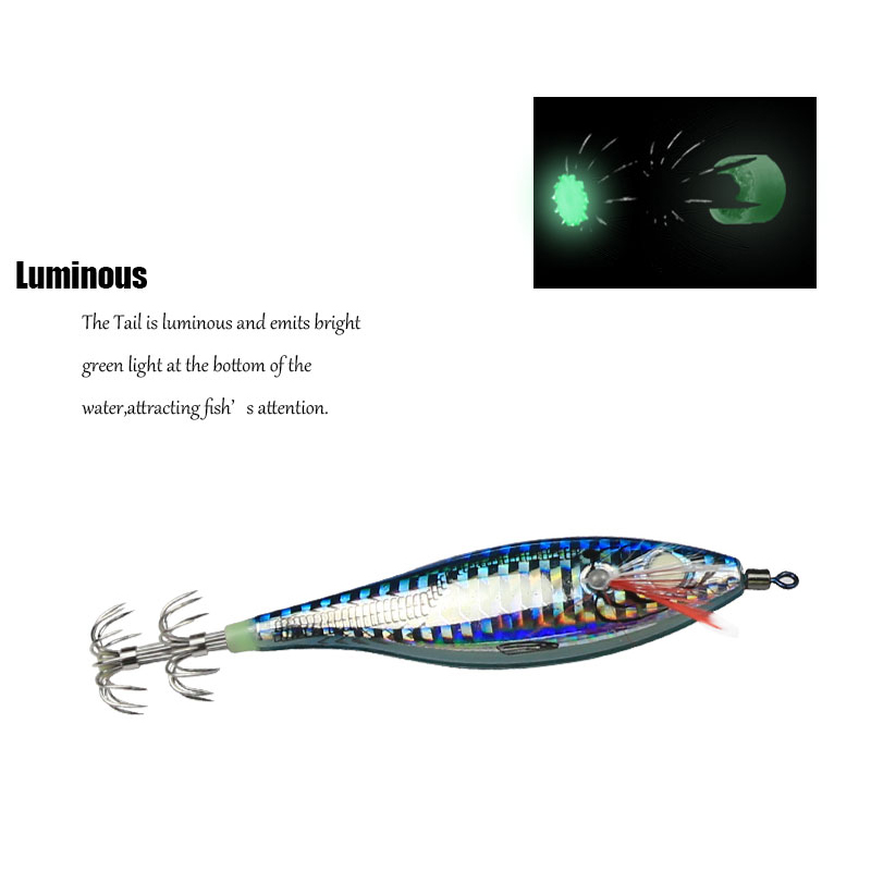 Cheery Luminous ABS Octopus Fishing Wobbler Colorful Artificial Glow Shrimp Squid Jigs for Ocean Boat Fishing – Metal Lure – view 5