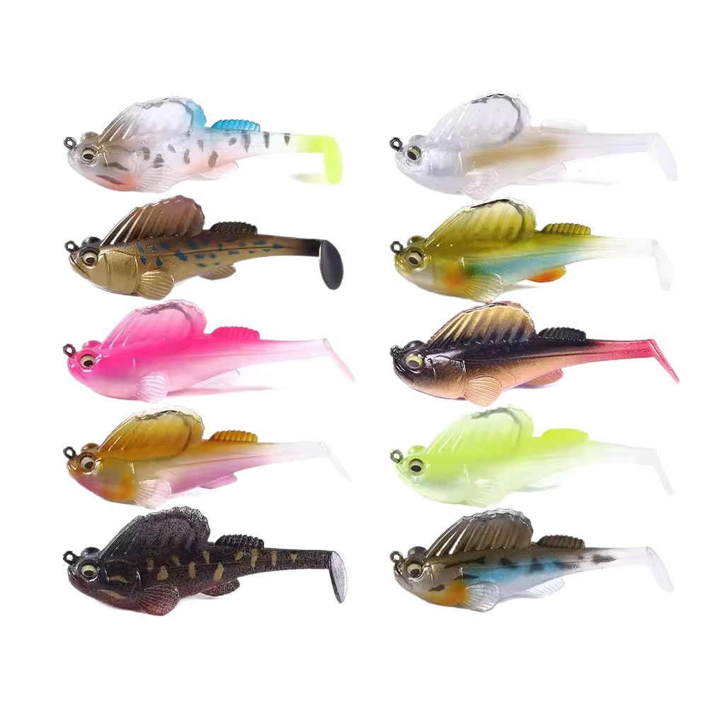 Cheery 75mm Bass Pike Bait 14.2G PVC Soft Anti-Hanging Bottom Hook T Tail for Bottom Fishing in River Use – Worms & Grubs – view 5