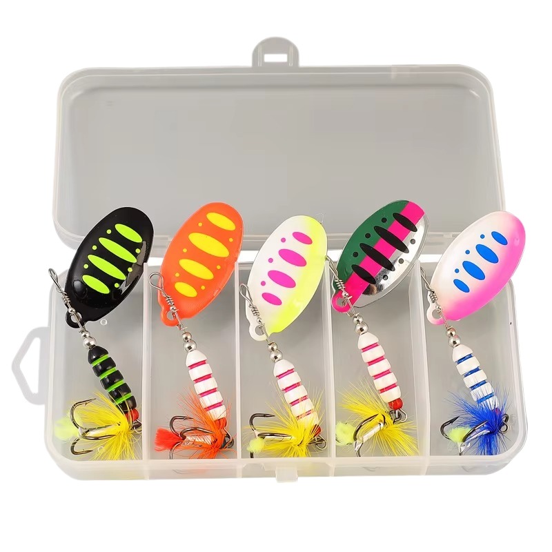 Cheery 7g 9cm Metal Spinner Bait Wobble Fishing Tackle for Bass Trout with Treble Hook Printed Condition for Perch in River – Metal Lure – view 1