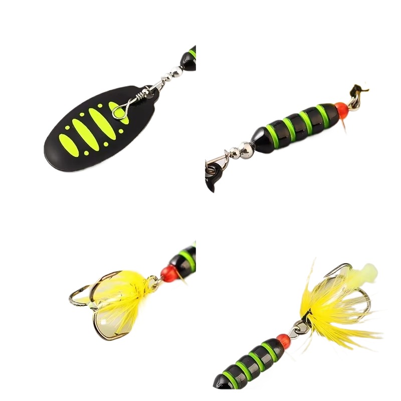 Cheery 7g 9cm Metal Spinner Bait Wobble Fishing Tackle for Bass Trout with Treble Hook Printed Condition for Perch in River – Metal Lure – view 3