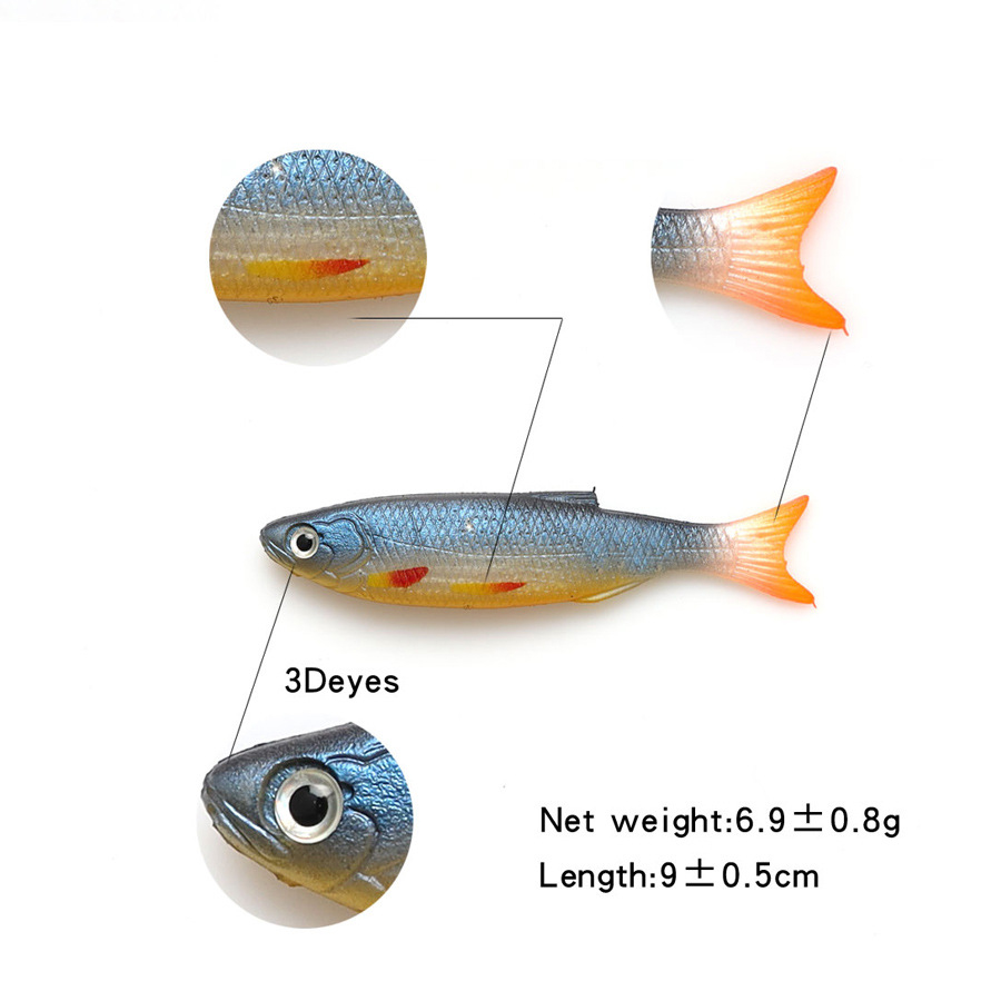 Cheery 9cm 7g 3D Eyes Tuna Trolling Lure Soft Plastic Silicone PVC Bait for Ocean Boat Fishing Snapper Bass Trout Wholesale – Soft Lure – view 2