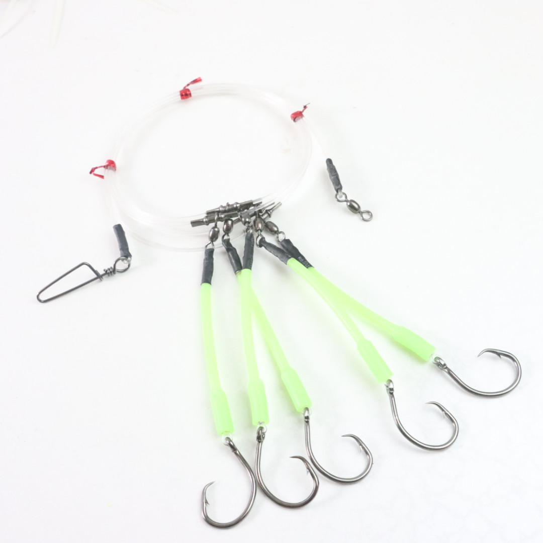 Cheery 5 Demon Circle 6/0 Hooks Midwater Soft Bait Fishing Rig Glow Sleeve Snapper Target Saltwater Fish Ocean Boat Use Fishing – Fishhook – view 1