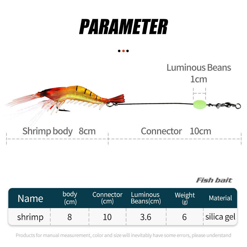 Cheery Bait Winter Fishing Set Luminous Shrimp Sabiki with Built-In Hook Silicone Soft Plastic Bait for Sea Baiting – Soft Lure – view 5