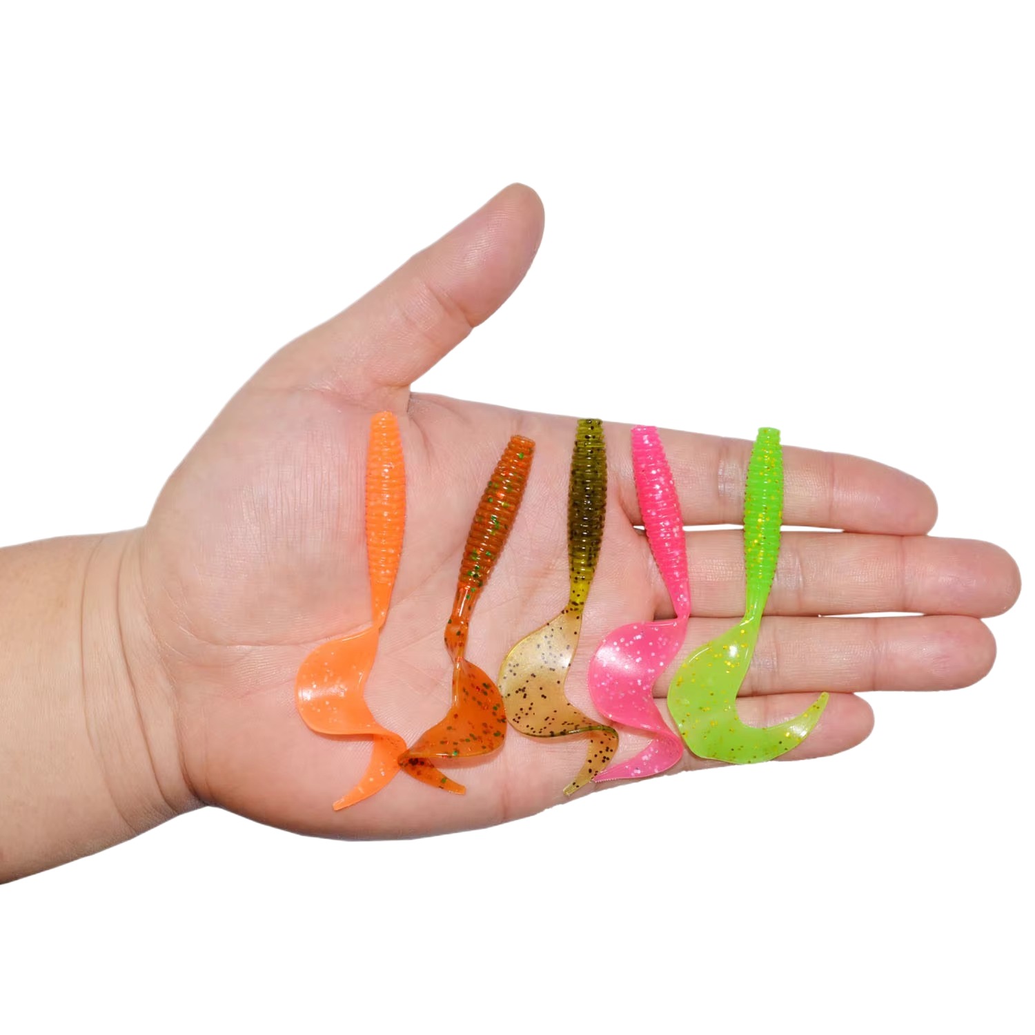 Cheery 7cm PVC Artificial Curly Long Tail Fish Shrimp Vibe Bait for Marlin Fishing in Rivers – Worms & Grubs – view 5