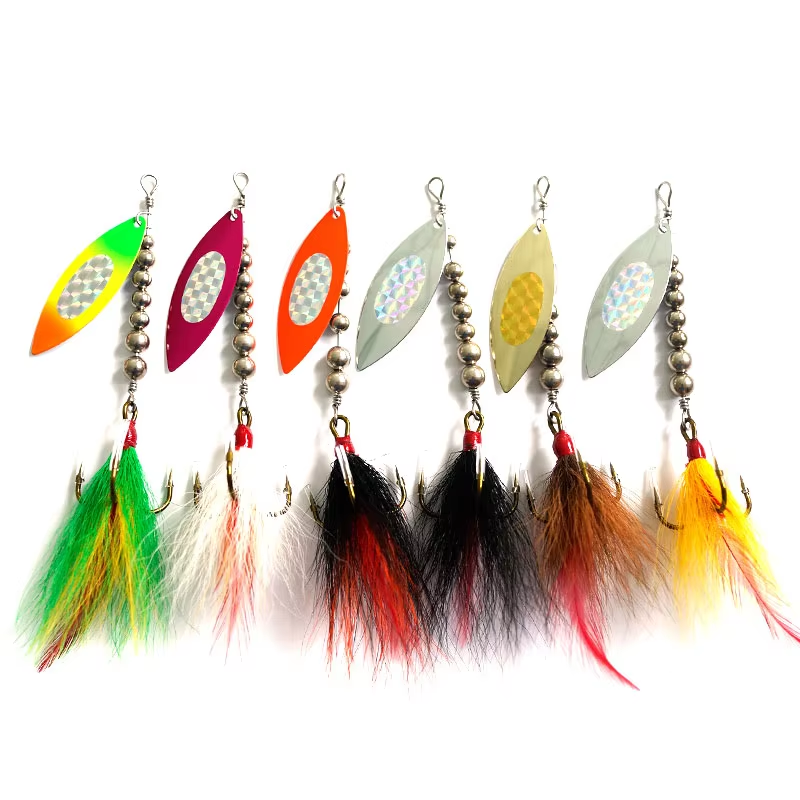 Wholesale Cheery 21g 18mm Multicolor Bass Spinner Baits Factory OEM Lure Fishing Spoons for Perch Trout Rivers Lakes Float – Metal Lure – view 1