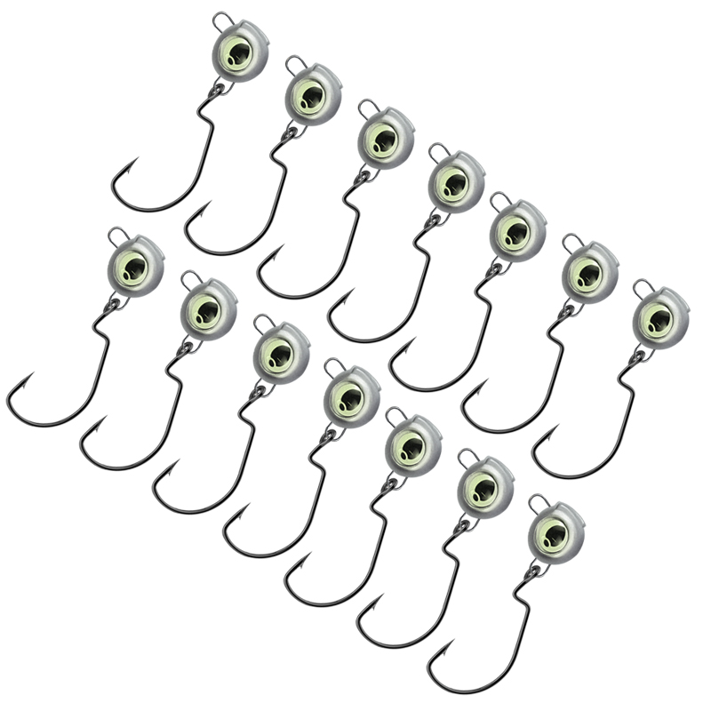 Cheery Night Glow Fishing Jig Hooks 3.5g 10g Luminous 3D Eye Obstacle-Jumping Lead Durable Crappie Heads Hook for Saltwater Fish – Metal Lure – view 5