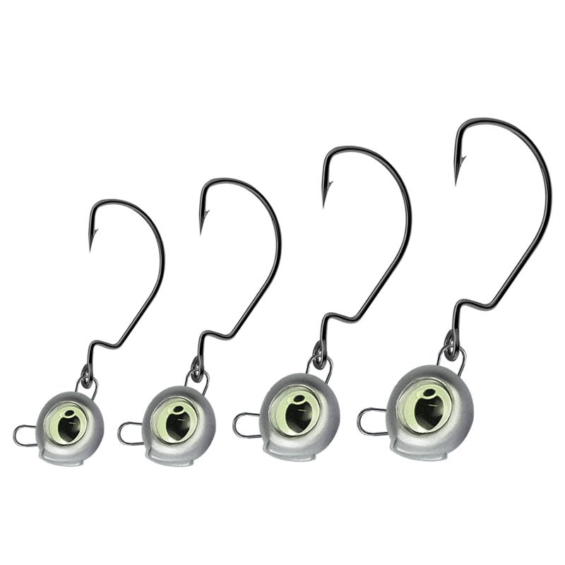 Cheery Night Glow Fishing Jig Hooks 3.5g 10g Luminous 3D Eye Obstacle-Jumping Lead Durable Crappie Heads Hook for Saltwater Fish – Metal Lure – view 1