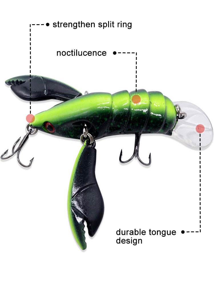 Cross-border Hot-selling Freshwater Crayfish Hard Bait ABS Swing Activity Double Clamp Wholesale River and Lake – Other Hard Lure – view 3