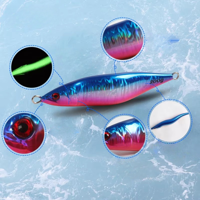 Slow Jigging Metal Lure UV Luminous 3D Painting Sea Fishing Hard Bait for River & Lake 160g 200g – Metal Lure – view 3