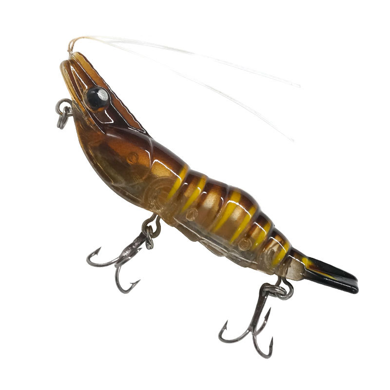 Wholesale 13g 7cm X Shrimp Fishing Lure ABS Hard Plastic Carp Bass Trout VIB Sinking Luminescent Artificial Bait – Wood Shrimp – view 1