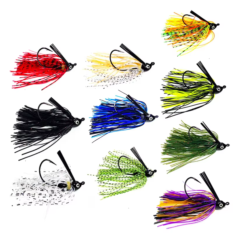 New 7g 10g 14g Jig Head Skirt Beard Fishing Lures Fishing Jig Hook Spinner Anti-hanging Grass – Metal Lure – view 1