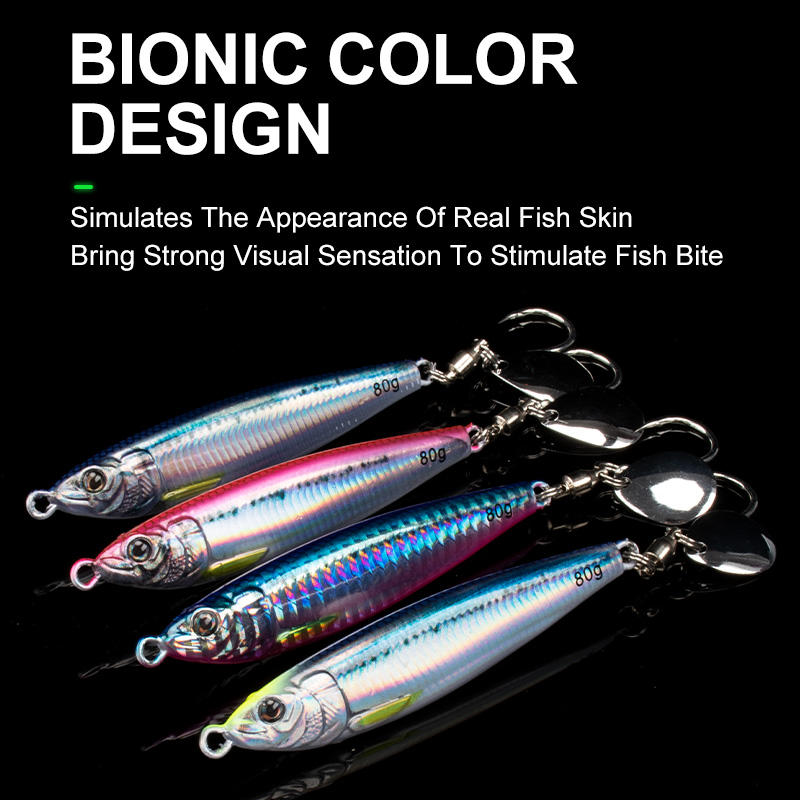 CHEERY 40g 60g 80g Saltwater Fishing Metal Jigging Bait Fast Sinking Jigbait Artificial Hard Metal Jig Lure with Hook – Metal Lure – view 4